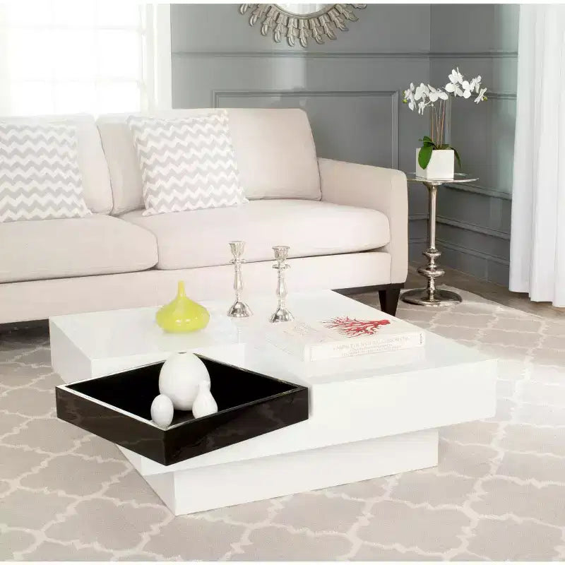 Table basse blanche – Accent de salon moderne avec rangement