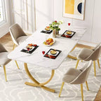 Table à manger rectangulaire de 160 cm pour 4 – Pieds en métal, table de cuisine moderne