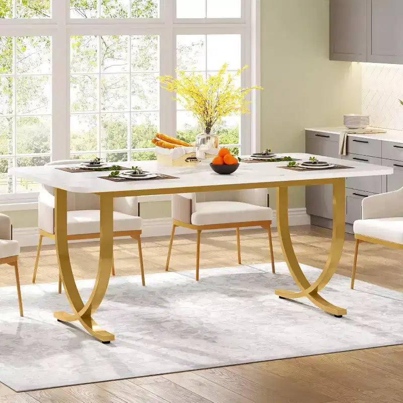 Table à manger rectangulaire de 160 cm pour 4 – Pieds en métal, table de cuisine moderne