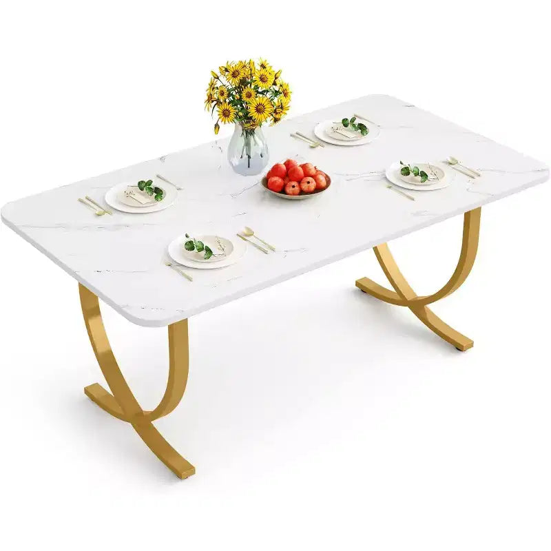 Table à manger rectangulaire de 160 cm pour 4 – Pieds en métal, table de cuisine moderne