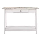 Console de rangement de style transitionnel avec plateau aspect marbre et tiroir