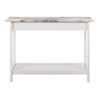 Console de rangement de style transitionnel avec plateau aspect marbre et tiroir