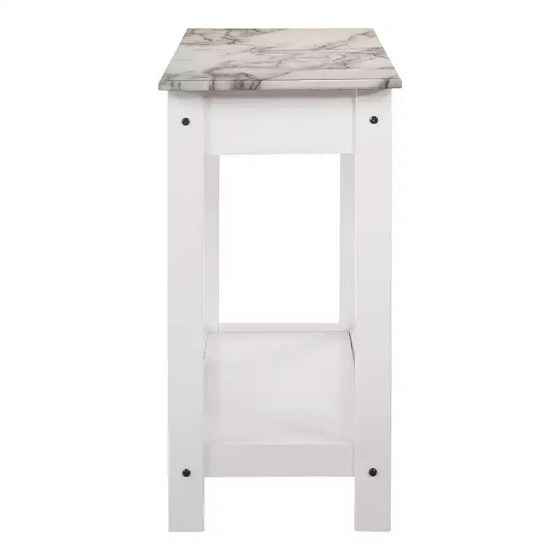 Console de rangement de style transitionnel avec plateau aspect marbre et tiroir
