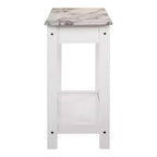 Console de rangement de style transitionnel avec plateau aspect marbre et tiroir