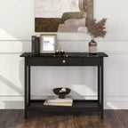 Console de rangement de style transitionnel avec plateau aspect marbre et tiroir