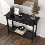 Console de rangement de style transitionnel avec plateau aspect marbre et tiroir