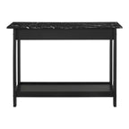 Console de rangement de style transitionnel avec plateau aspect marbre et tiroir