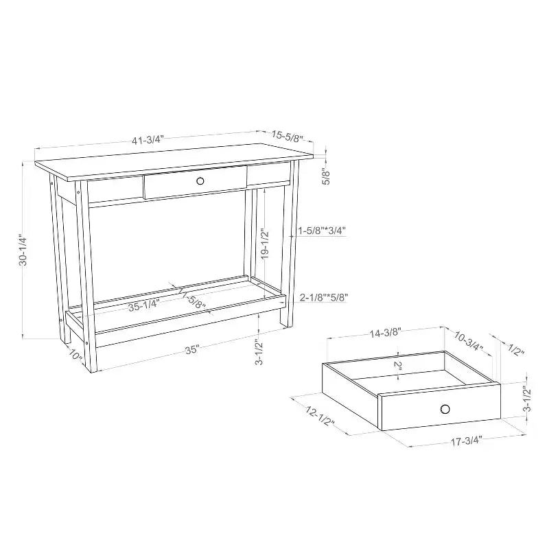 Console de rangement de style transitionnel avec plateau aspect marbre et tiroir