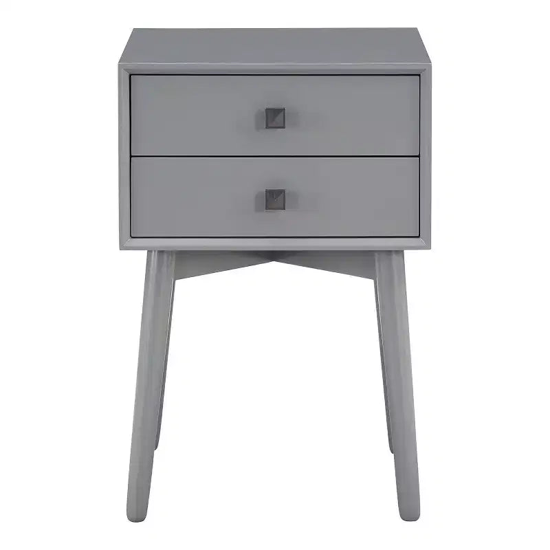 Table de chevet à 2 tiroirs – Rangement compact pour chambre à coucher avec cadre en bois