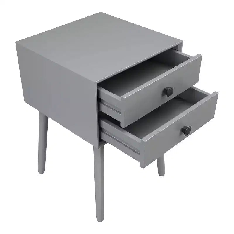 Table de chevet à 2 tiroirs – Rangement compact pour chambre à coucher avec cadre en bois
