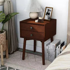 Table de chevet à 2 tiroirs – Rangement compact pour chambre à coucher avec cadre en bois