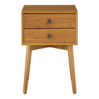 Table de chevet à 2 tiroirs – Rangement compact pour chambre à coucher avec cadre en bois