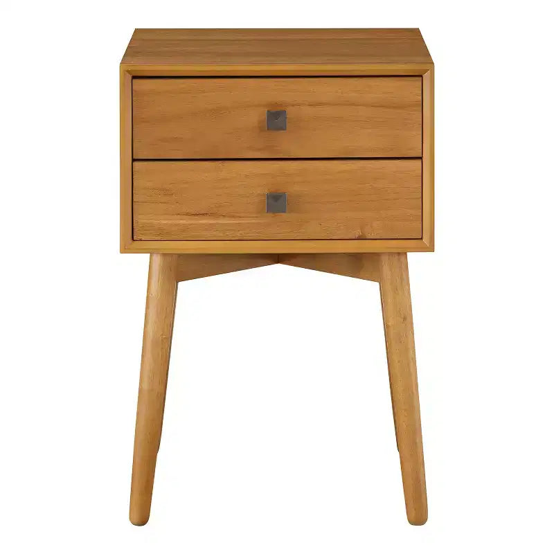 Table de chevet à 2 tiroirs – Rangement compact pour chambre à coucher avec cadre en bois