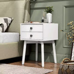 Table de chevet à 2 tiroirs – Rangement compact pour chambre à coucher avec cadre en bois
