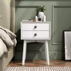 Table de chevet à 2 tiroirs – Rangement compact pour chambre à coucher avec cadre en bois