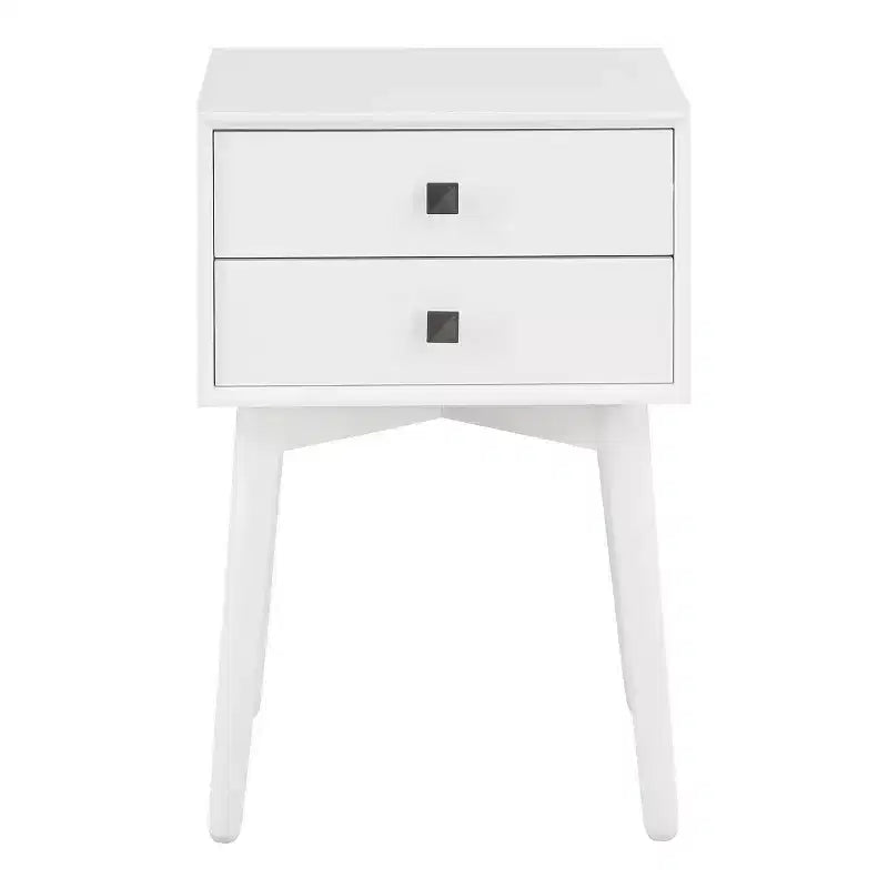 Table de chevet à 2 tiroirs – Rangement compact pour chambre à coucher avec cadre en bois