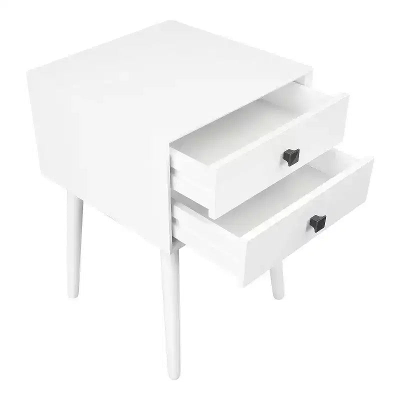 Table de chevet à 2 tiroirs – Rangement compact pour chambre à coucher avec cadre en bois