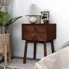 Table de chevet à 2 tiroirs – Rangement compact pour chambre à coucher avec cadre en bois