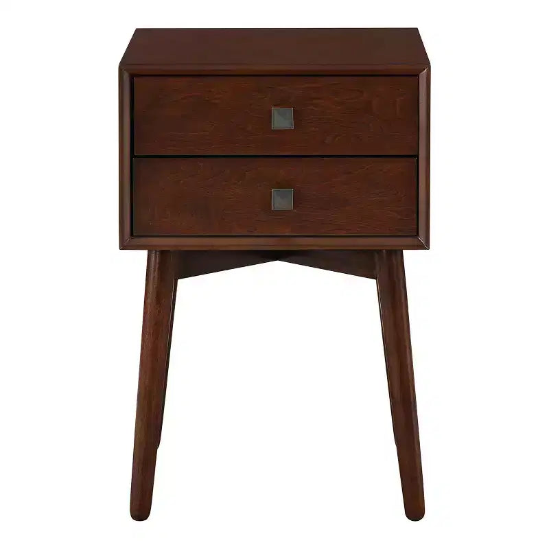 Table de chevet à 2 tiroirs – Rangement compact pour chambre à coucher avec cadre en bois