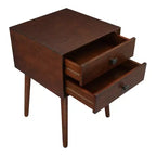 Table de chevet à 2 tiroirs – Rangement compact pour chambre à coucher avec cadre en bois