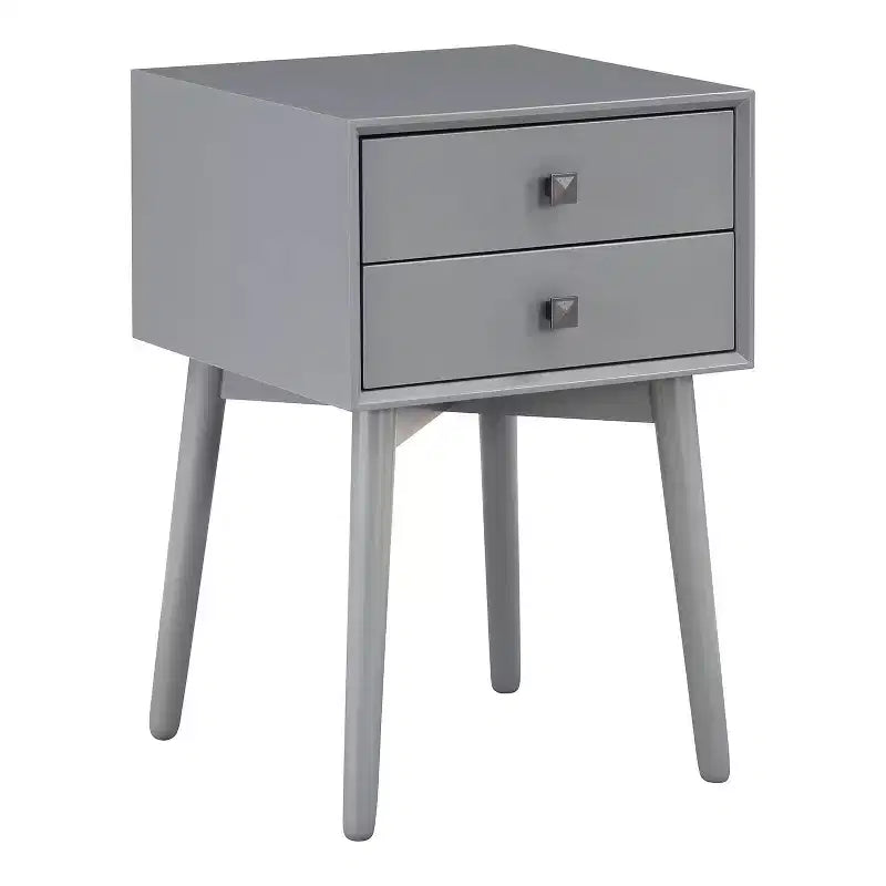 Table de chevet à 2 tiroirs – Rangement compact pour chambre à coucher avec cadre en bois