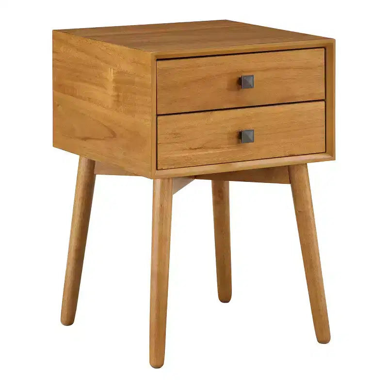 Table de chevet à 2 tiroirs – Rangement compact pour chambre à coucher avec cadre en bois