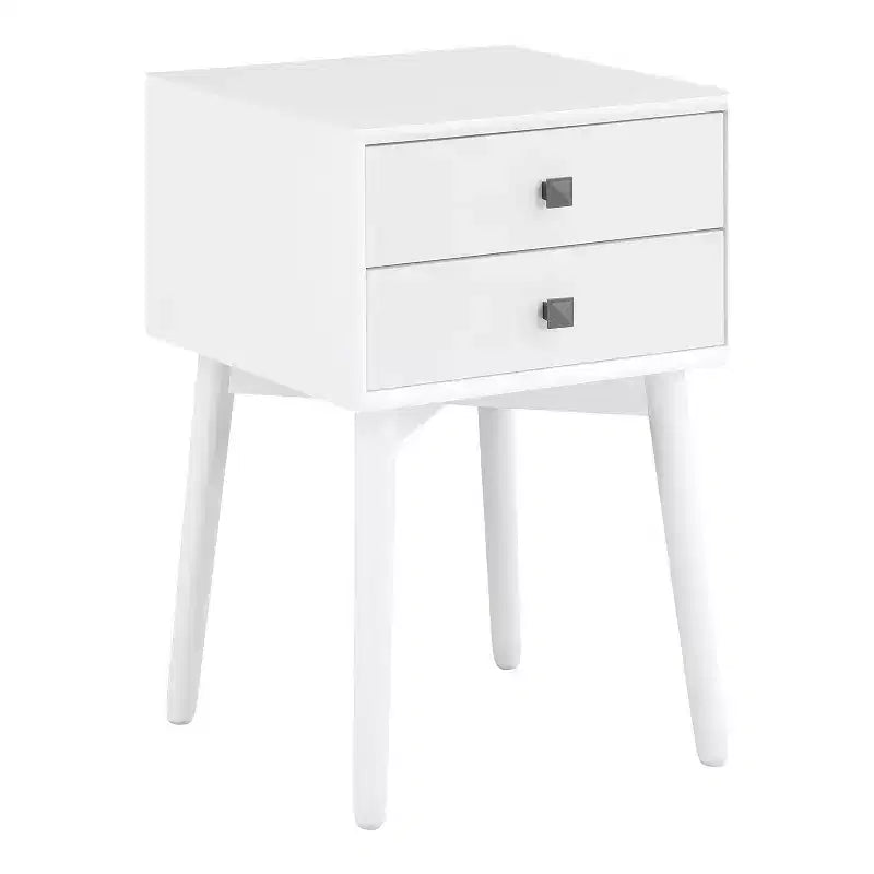 Table de chevet à 2 tiroirs – Rangement compact pour chambre à coucher avec cadre en bois