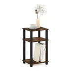 Table d'appoint industrielle à 3 niveaux avec étagère ouverte – Pin Ambré/Noir