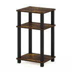 Table d'appoint industrielle à 3 niveaux avec étagère ouverte – Pin Ambré/Noir
