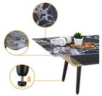 Table basse rectangulaire moderne – Plateau en faux marbre avec compartiment de rangement ouvert