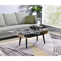 HOMLUX Modern Rectangular Sofa Coffee Table Faux Marble Top Accent Cocktail Table W/Open Storage Compartment