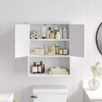 Armoire de toilette murale avec étagère réglable et portes à fermeture magnétique