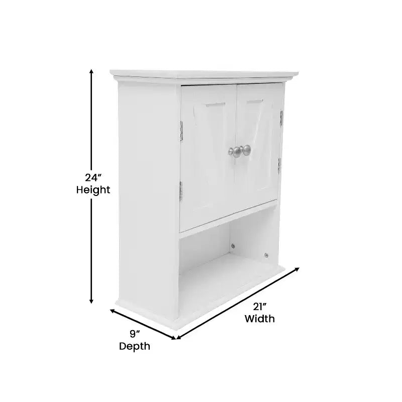 Armoire de toilette murale avec étagère réglable et portes à fermeture magnétique