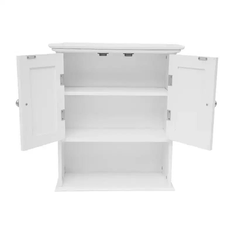 Armoire de toilette murale avec étagère réglable et portes à fermeture magnétique