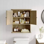 Armoire de toilette murale avec étagère réglable et portes à fermeture magnétique