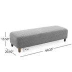 Banc ottoman rembourré en bois de 60" – Coussin en mousse, cadre en pin et contreplaqué, capacité de 250 lb
