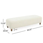 Banc ottoman rembourré en bois de 60" – Coussin en mousse, cadre en pin et contreplaqué, capacité de 250 lb