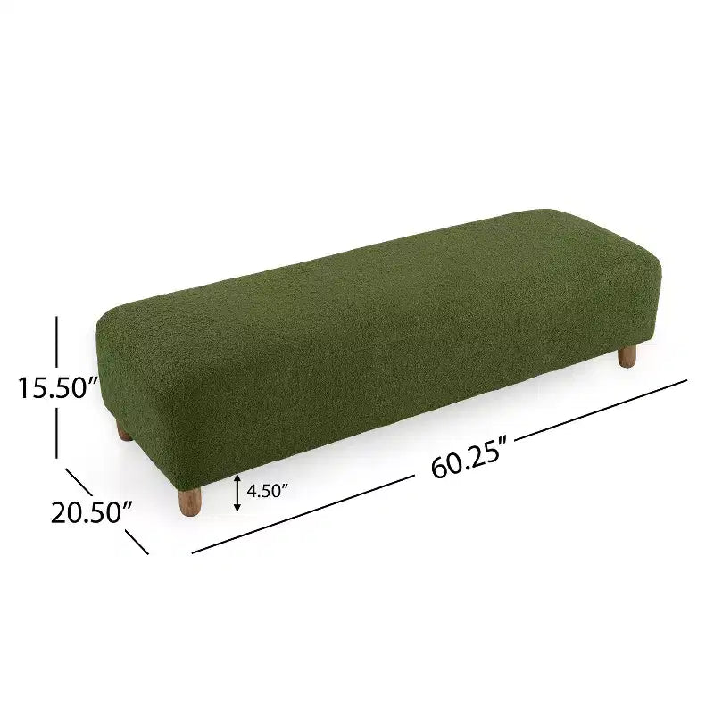Banc ottoman rembourré en bois de 60" – Coussin en mousse, cadre en pin et contreplaqué, capacité de 250 lb