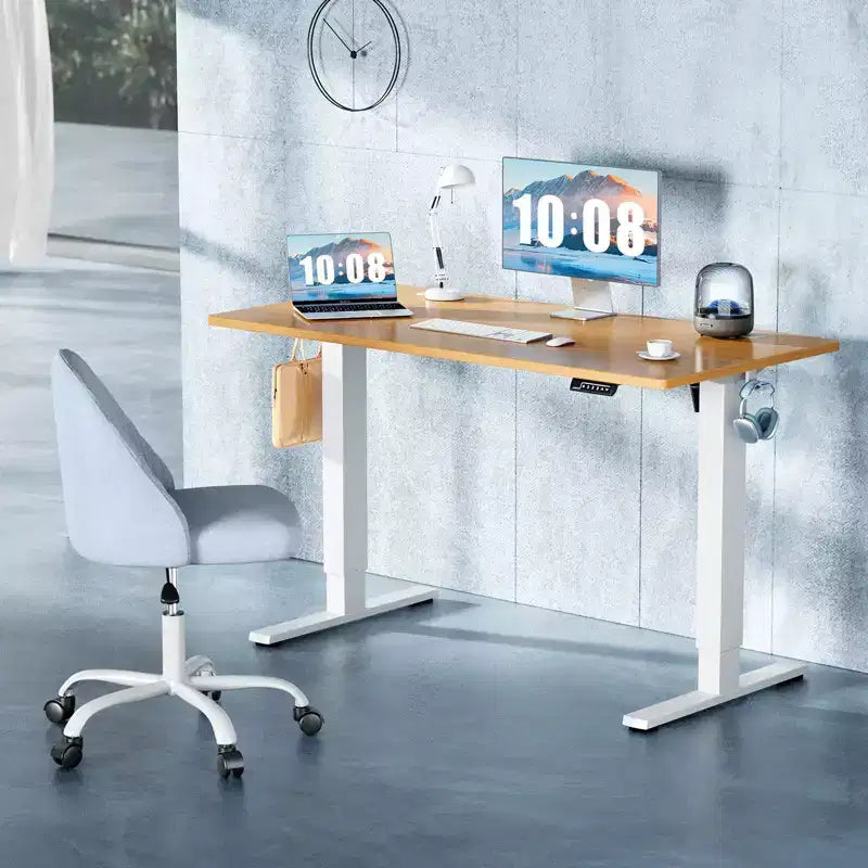 Bureau assis-debout électrique à hauteur réglable de 140 cm de large avec écran LED et boutons de mémoire
