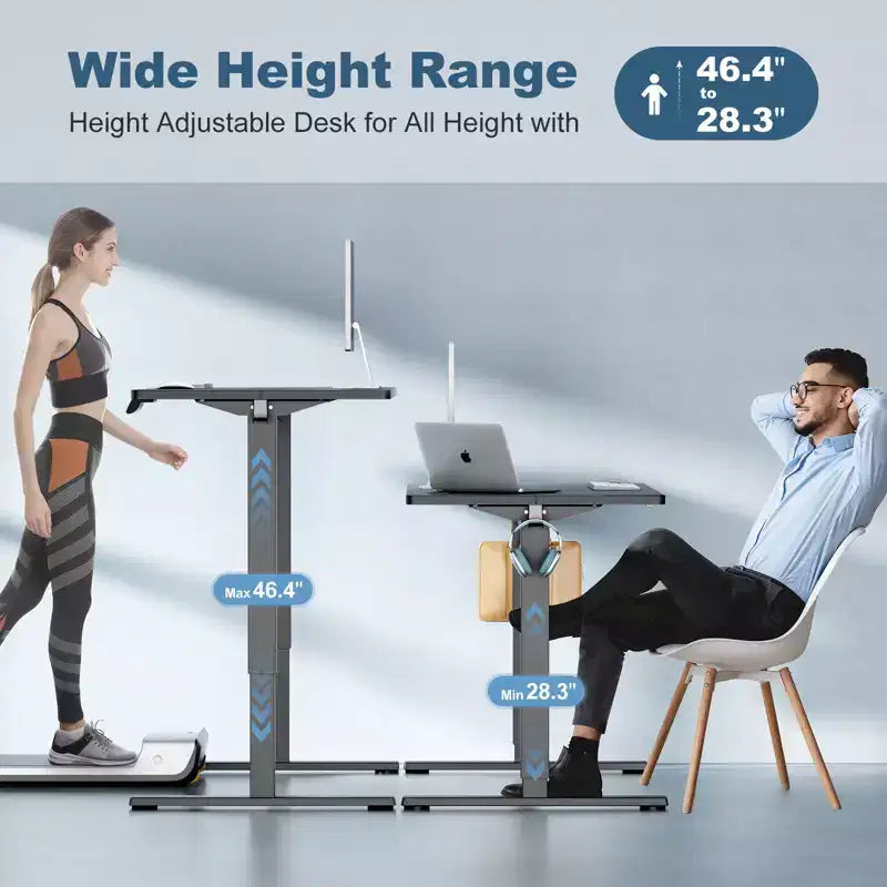 Bureau assis-debout électrique à hauteur réglable de 140 cm de large avec écran LED et boutons de mémoire