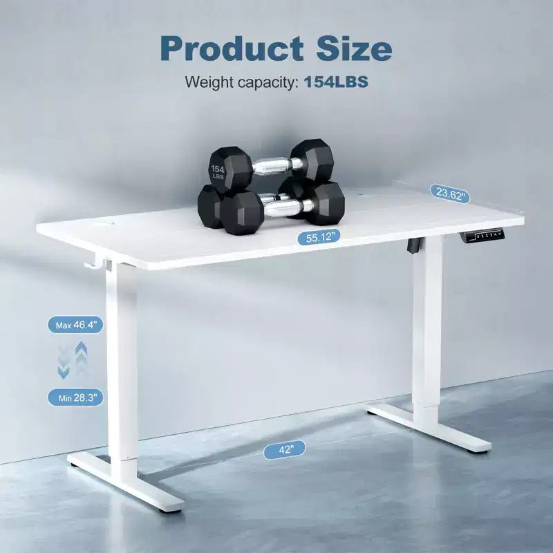 Bureau assis-debout électrique à hauteur réglable de 140 cm de large avec écran LED et boutons de mémoire
