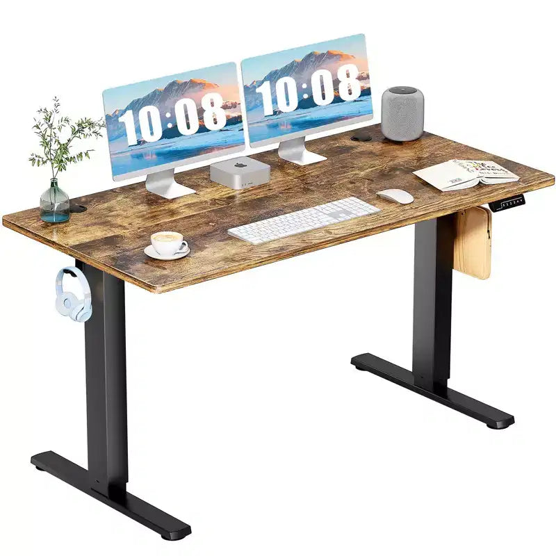 Bureau assis-debout électrique à hauteur réglable de 140 cm de large avec écran LED et boutons de mémoire
