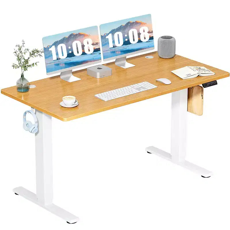 Bureau assis-debout électrique à hauteur réglable de 140 cm de large avec écran LED et boutons de mémoire