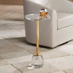 Table d'appoint de luxe or avec plateau en acrylique et base en verre de 62,87 cm