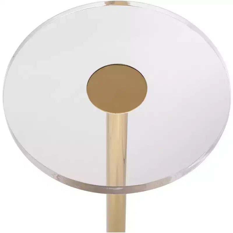 Table d'appoint de luxe or avec plateau en acrylique et base en verre de 62,87 cm
