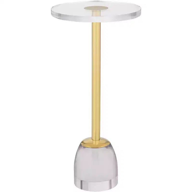 Table d'appoint de luxe or avec plateau en acrylique et base en verre de 62,87 cm