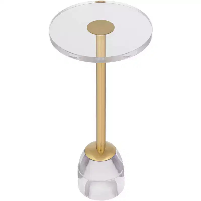 Table d'appoint de luxe or avec plateau en acrylique et base en verre de 62,87 cm