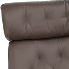Fauteuil inclinable pivotant en similicuir touffeté couleur chocolat avec pouf incliné