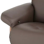 Fauteuil inclinable pivotant en similicuir touffeté couleur chocolat avec pouf incliné