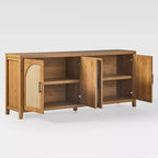 Bahut moderne de 70 po cannelé avec portes arquées